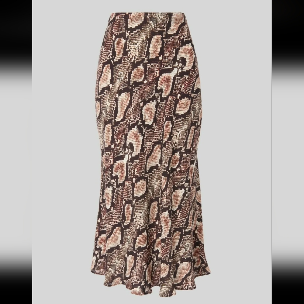 Whistles Snake Print Skirt US 6 UK 10 High Waist Lightweight Animal Fall Trendy